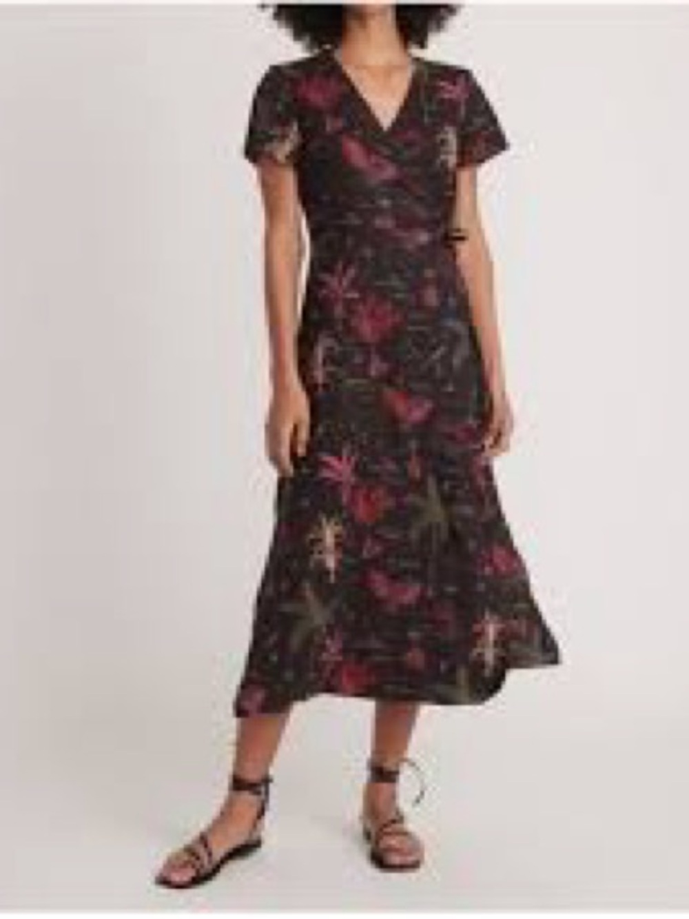 Marine Layer Emlyn Wrap Dress V-Neck Black and Pink